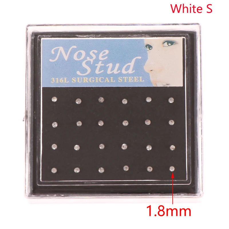 Rhinestone Nose Stud Set - 24-Piece Collection
