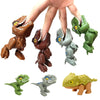 Interactive finger biting dinosaur toys featuring Triceratops and Tyrannosaurus dinosaurs in various colors