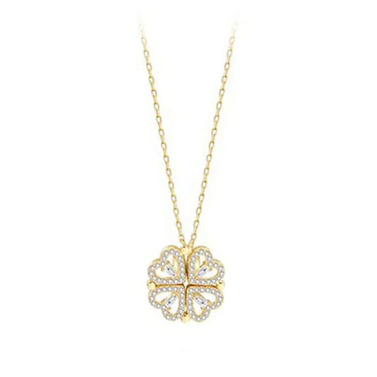 Heart & Clover Zircon Pendant Necklace