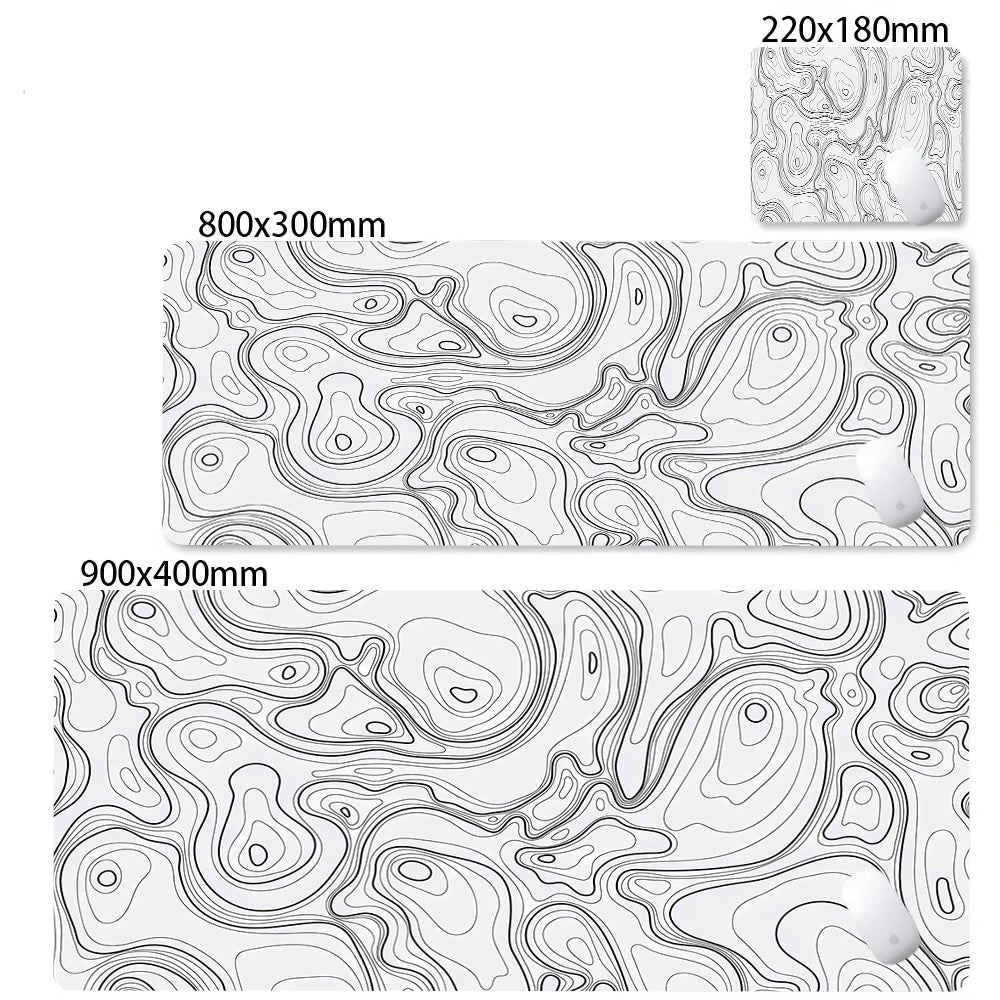 Large Abstract Desk Mat with Stitched Edges