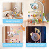 Musical baby crib mobile with night light projector and soothing sounds featuring a pacifier and soft lighting