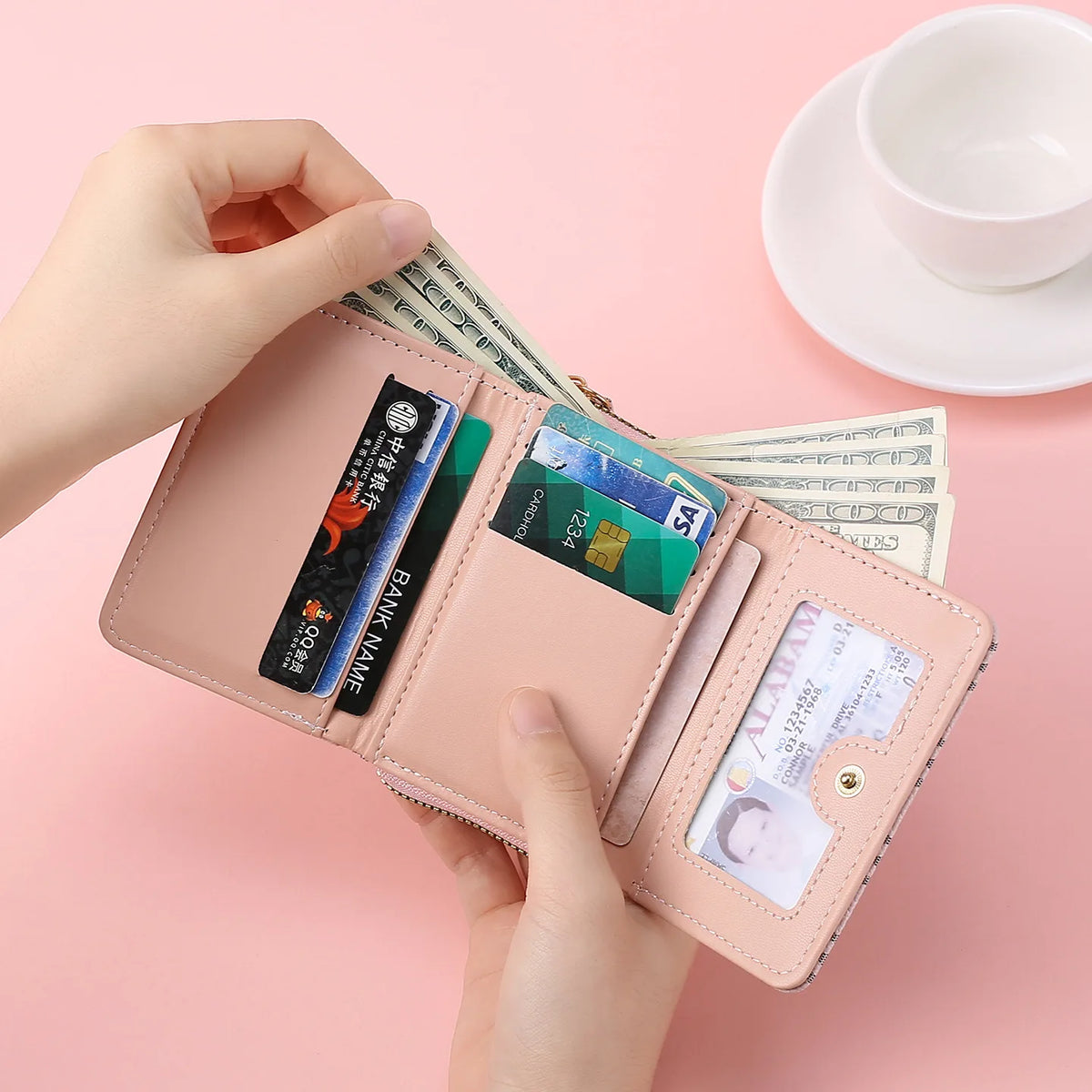 Multi-Color Letter Pattern Zipper Wallet