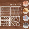 A set of reusable wall stencils for DIY projects, including brick, fabric, glass, and wall patterns.