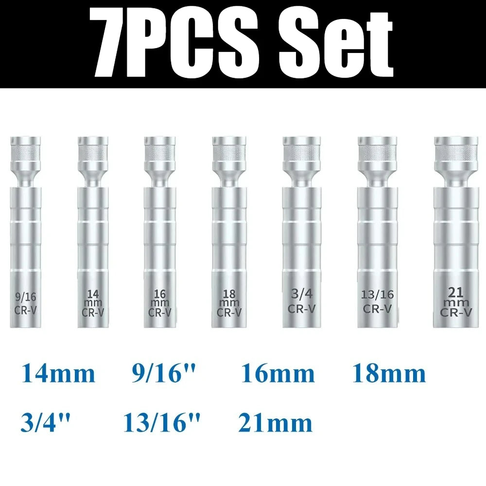Universal Joint Spark Plug Socket Set with Magnetic Thin Wall Design
