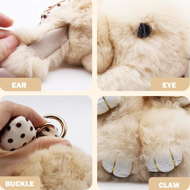 Soft Plush Bunny Keychain with Tin Case