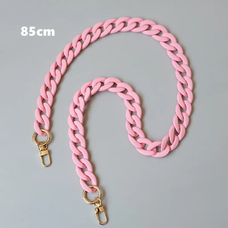 Matte Candy Pink Resin Handbag Chain – Detachable Shoulder Strap