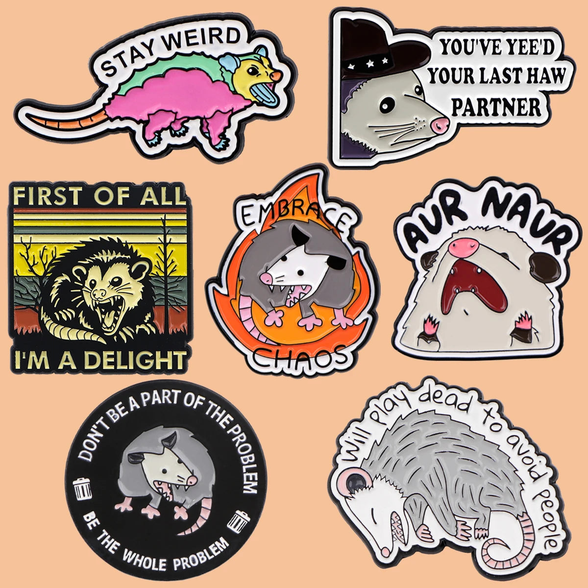 Cute Opossum Enamel Pin