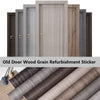 A collection of wood grain refurbishment stickers in various shades of grey and brown for doors and furniture.