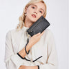 Genuine Cowhide Leather Long Wallet with Zipper Closure
