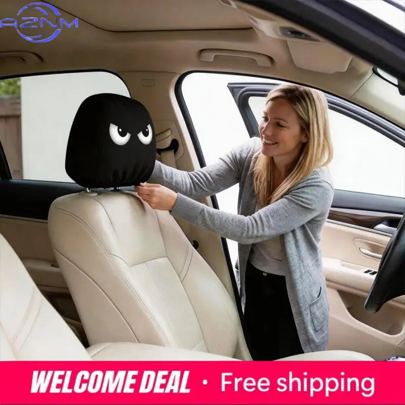 Funny Angry Eyes Car Headrest Covers (Set of 2)