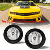 A pair of aftermarket fog light assemblies for a 2010-2013 Chevrolet Camaro.
