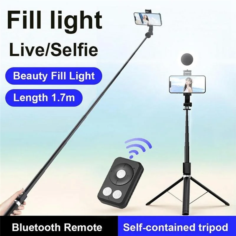 Selfie Stick Tripod with Ring Light and Wireless Remote