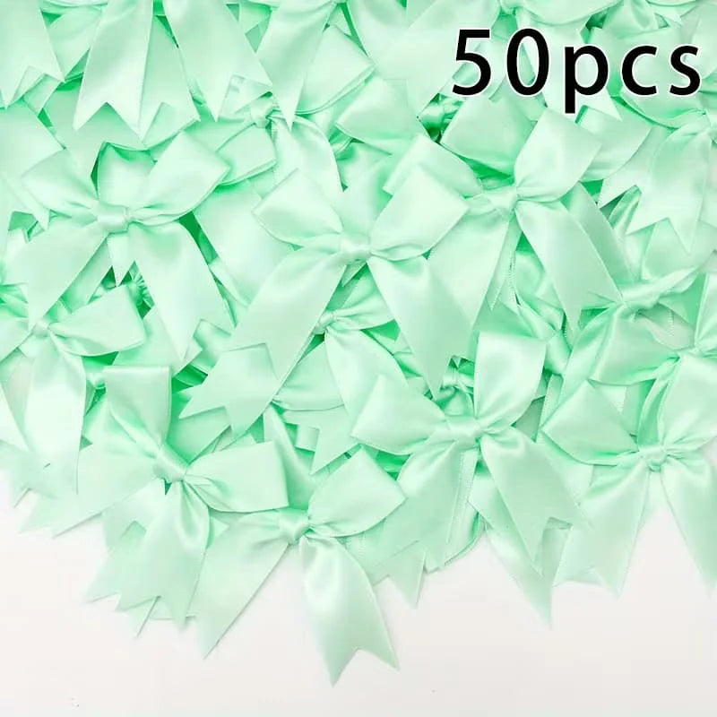 Satin Bowknot Ribbon Bows for Gift Wrapping and DIY Crafts (Pack of 50)