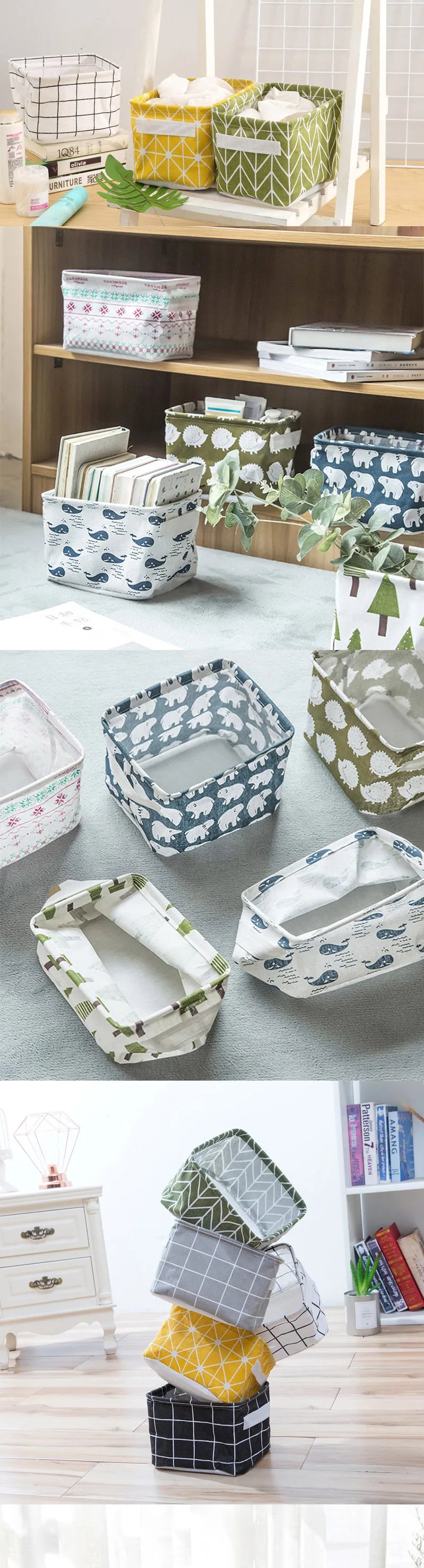 Foldable Canvas Storage Basket with Handles