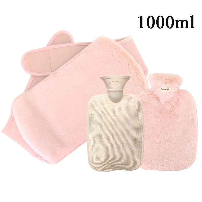Cozy Plush Hot Water Bottle with Soft Cover – Reusable Hand Warmer & Pain Relief