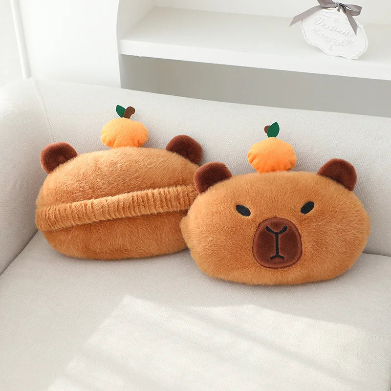 Capybara Plush Car Neck Pillow with Tissue Holder