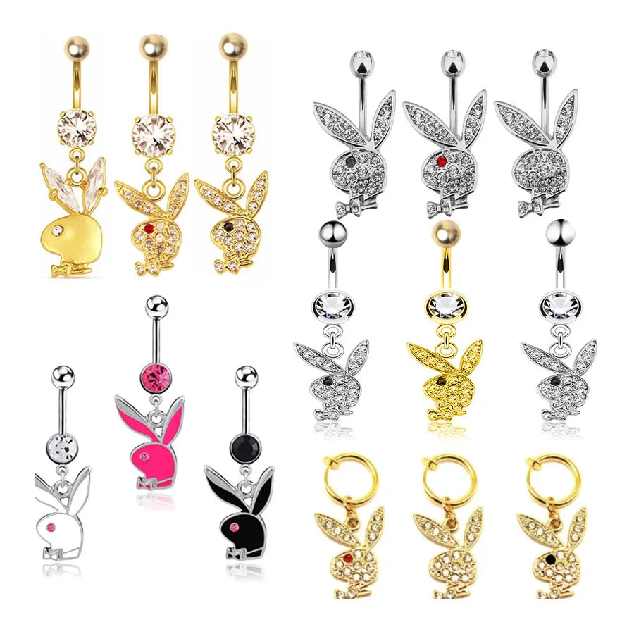 Gold Bunny Belly Button Piercing Ring