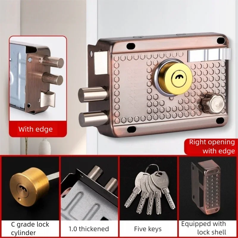 Stainless Steel Exterior Door Lock with 5 Keys