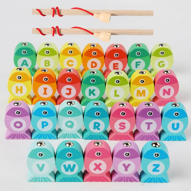 Wooden Alphabet and Number Fishing Game for Kids