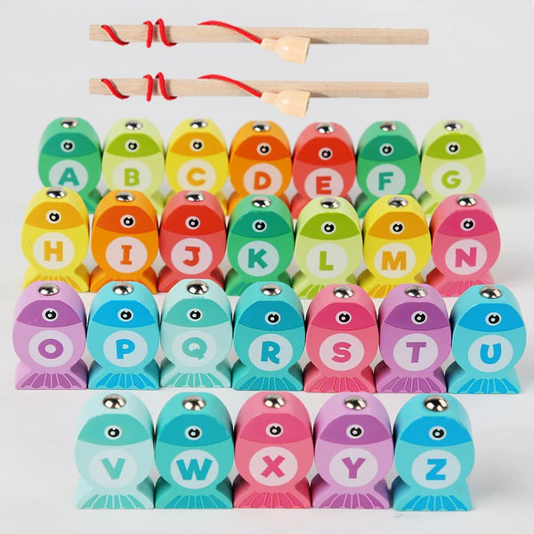 Wooden Alphabet and Number Fishing Game for Kids
