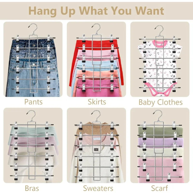Space-Saving Clip Pants Hangers with 360° Swivel Hook
