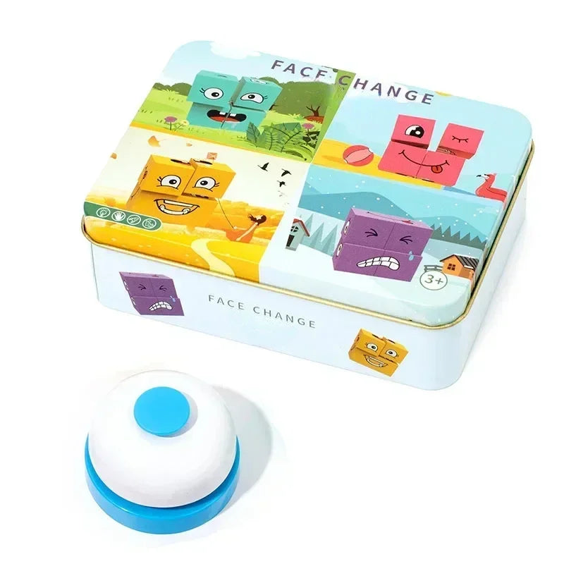 Wooden Face-Changing Cube Puzzle Game for Kids