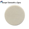 A round, light beige car polishing wool pad with a foam backing for scratch removal.