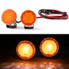 Two round orange LED headlight and spotlight units for RC crawler trucks