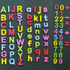 A magnetic alphabet learning set featuring uppercase and lowercase letters arranged in a grid.