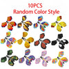 A set of 10 random color style magic flying butterfly wind-up toys.