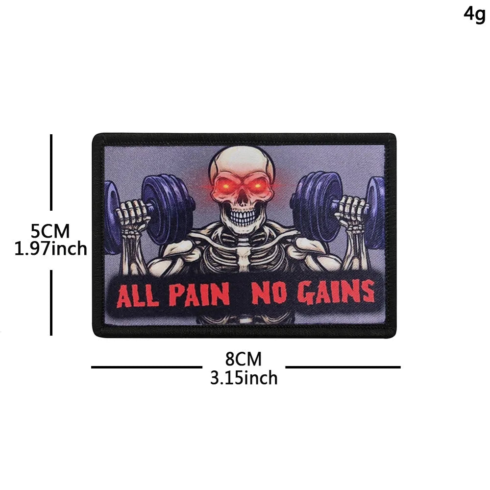 No Pain No Gain Tactical Embroidered Patch with Hook Backing