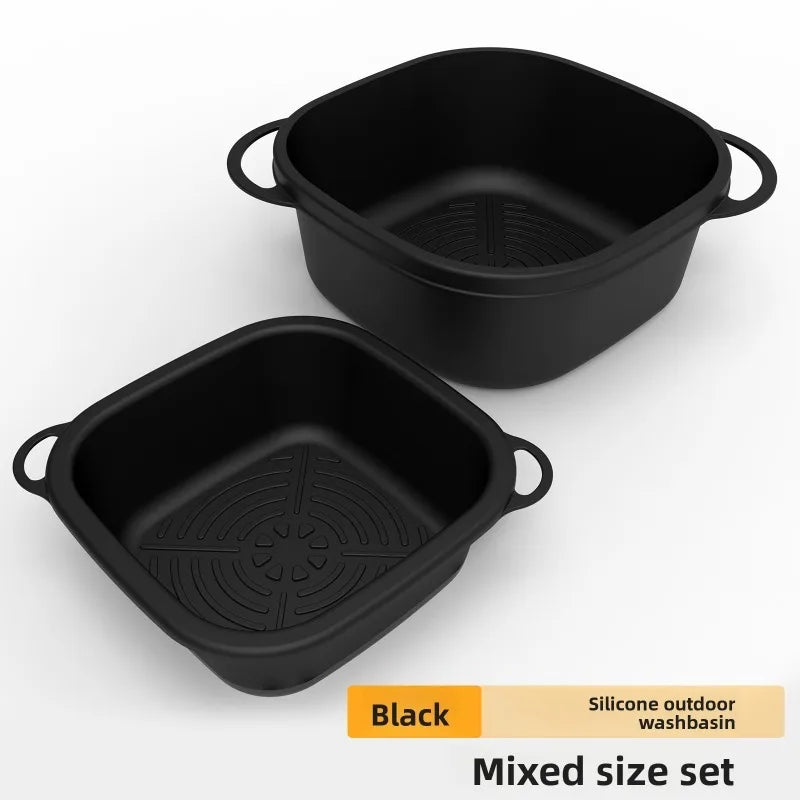 Black silicone outdoor washbasin bowl in a mixed size set