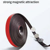 A roll of rubber magnetic tape used for strong magnetic attraction, shown in red and black.