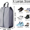 A large gray foldable nylon shoe storage bag suitable for various types of shoes including dress shoes, sneakers, golf shoes,