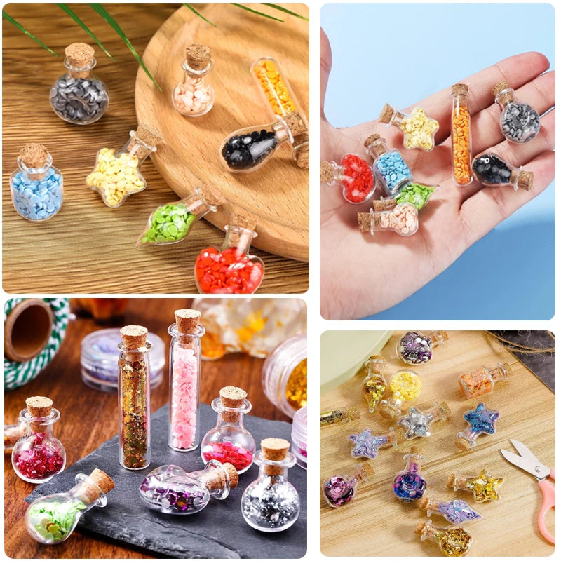 Mini Cork Stopper Glass Bottles for DIY Crafts & Decor