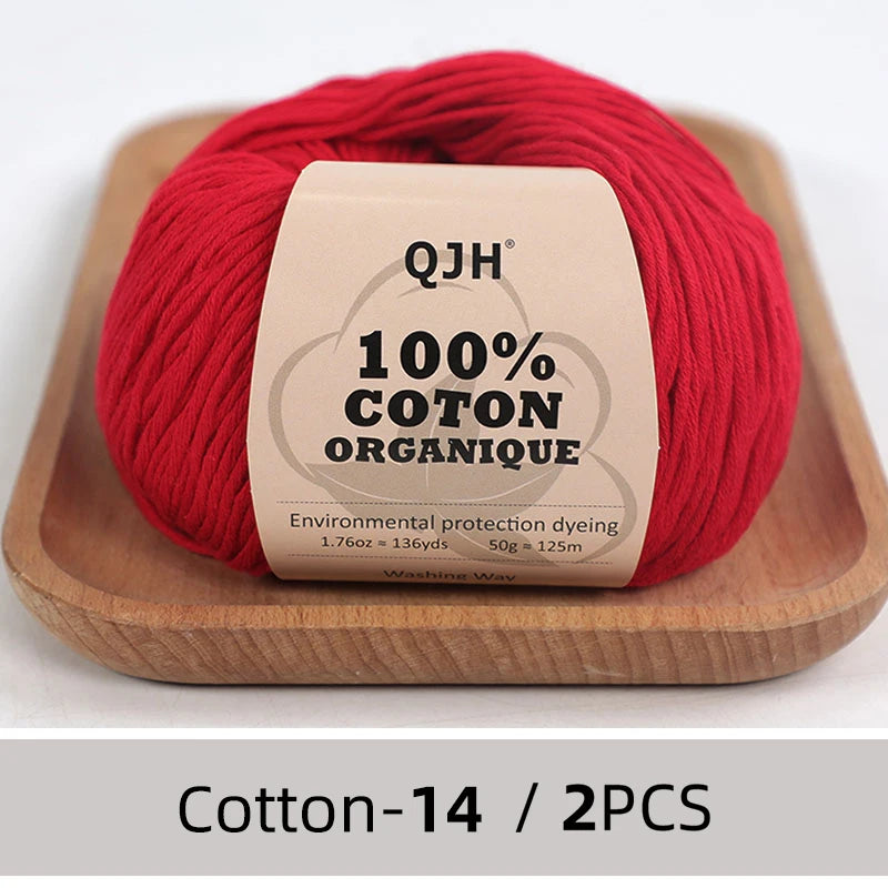 100% Organic Cotton Yarn for Knitting and Crocheting (2-Pack)