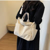 Multi-Pocket Corduroy Tote Bag – Large Capacity Casual Satchel for Travel, Work & Commute