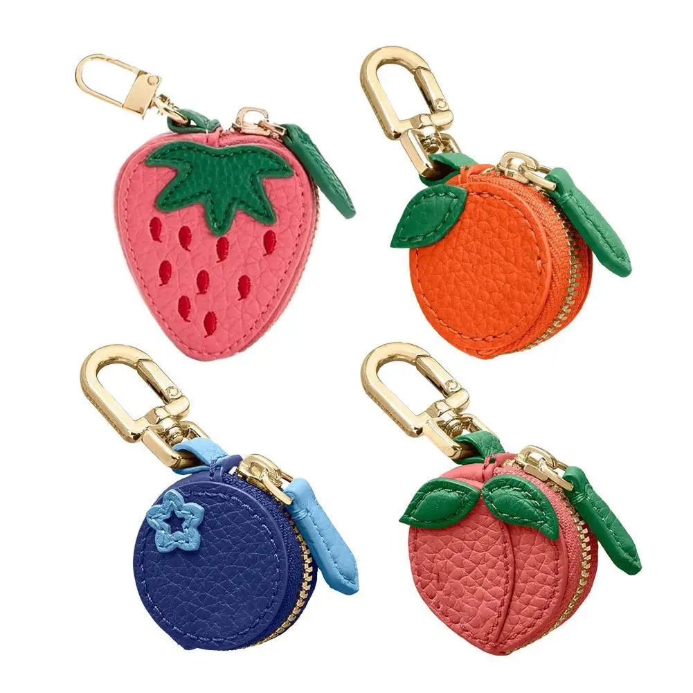 Fruit-Shaped PU Leather Coin Purse with Keychain