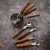 Stainless Steel Measuring Cup and Spoon Set with Wooden Handles