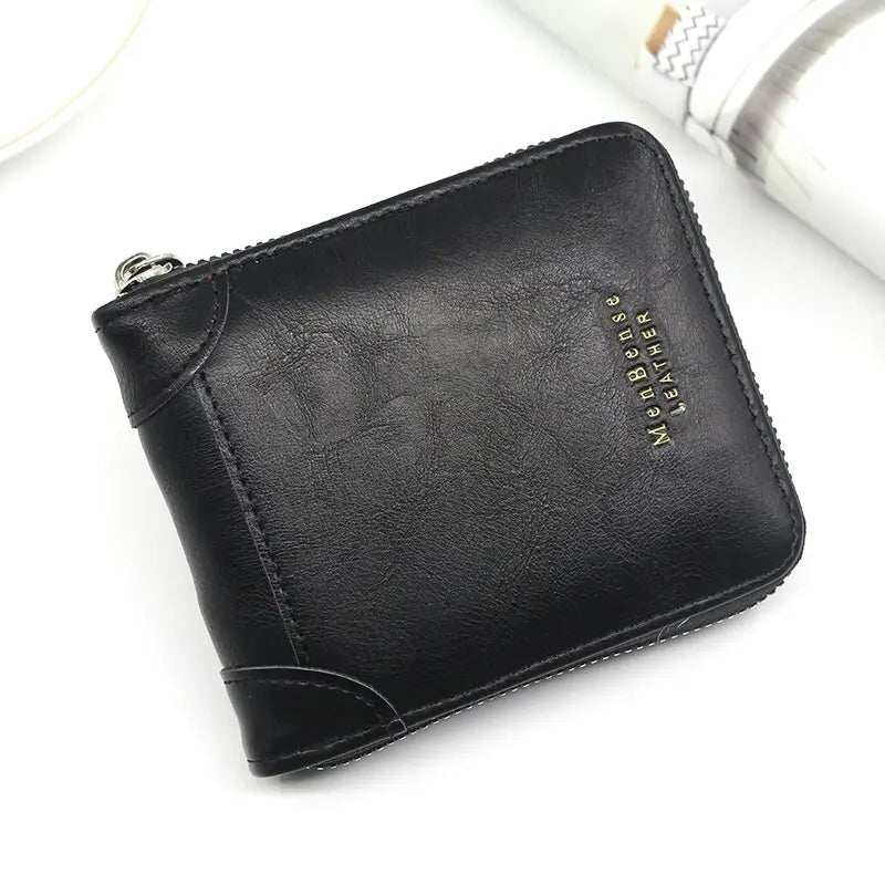 Vintage Compact Zipper Wallet for Men