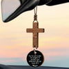 Wood Cross Car Rearview Mirror Pendant with Bible Verse