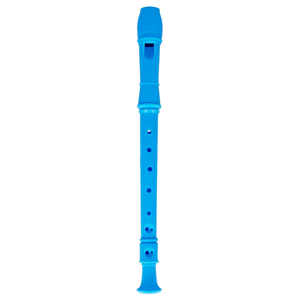 Blue 8-hole soprano recorder with a cleaning rod