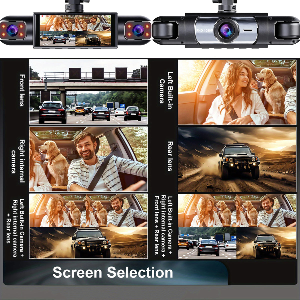 4-Channel 360° Dash Cam with Full Vehicle Coverage and Night Vision
