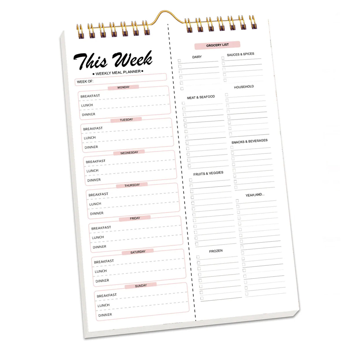 Weekly Meal Planner with Shopping List - 52 Tear-Off Sheets