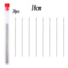A set of 30 stainless steel beading needles for jewelry making packaged in a clear tube.
