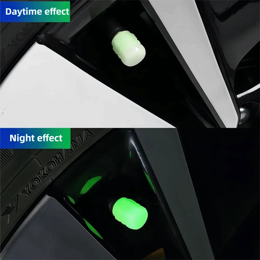 Glow-in-the-Dark Tire Valve Caps (8-Pack)