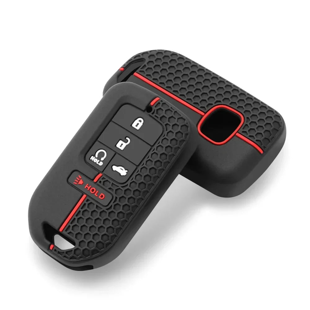 Black silicone car key case with three buttons for Honda models