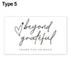 A black line script design with the text beyond grateful and thank you so much on a white background.