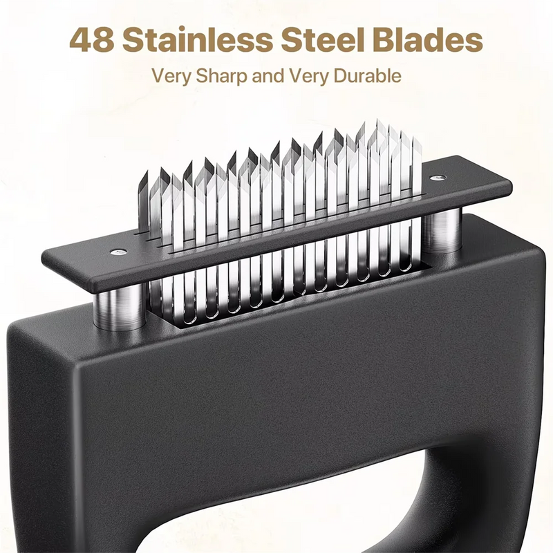 48-Needle Stainless Steel Meat Tenderizer with Safety Guard