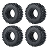 Four views of soft rubber tires for 1/18 and 1/24 RC crawler cars